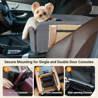 Dog Car Booster Seat - Cat Carrier with Safety Tethers for Dogs & Cats, Easy Carrying Strap, Travel Bags