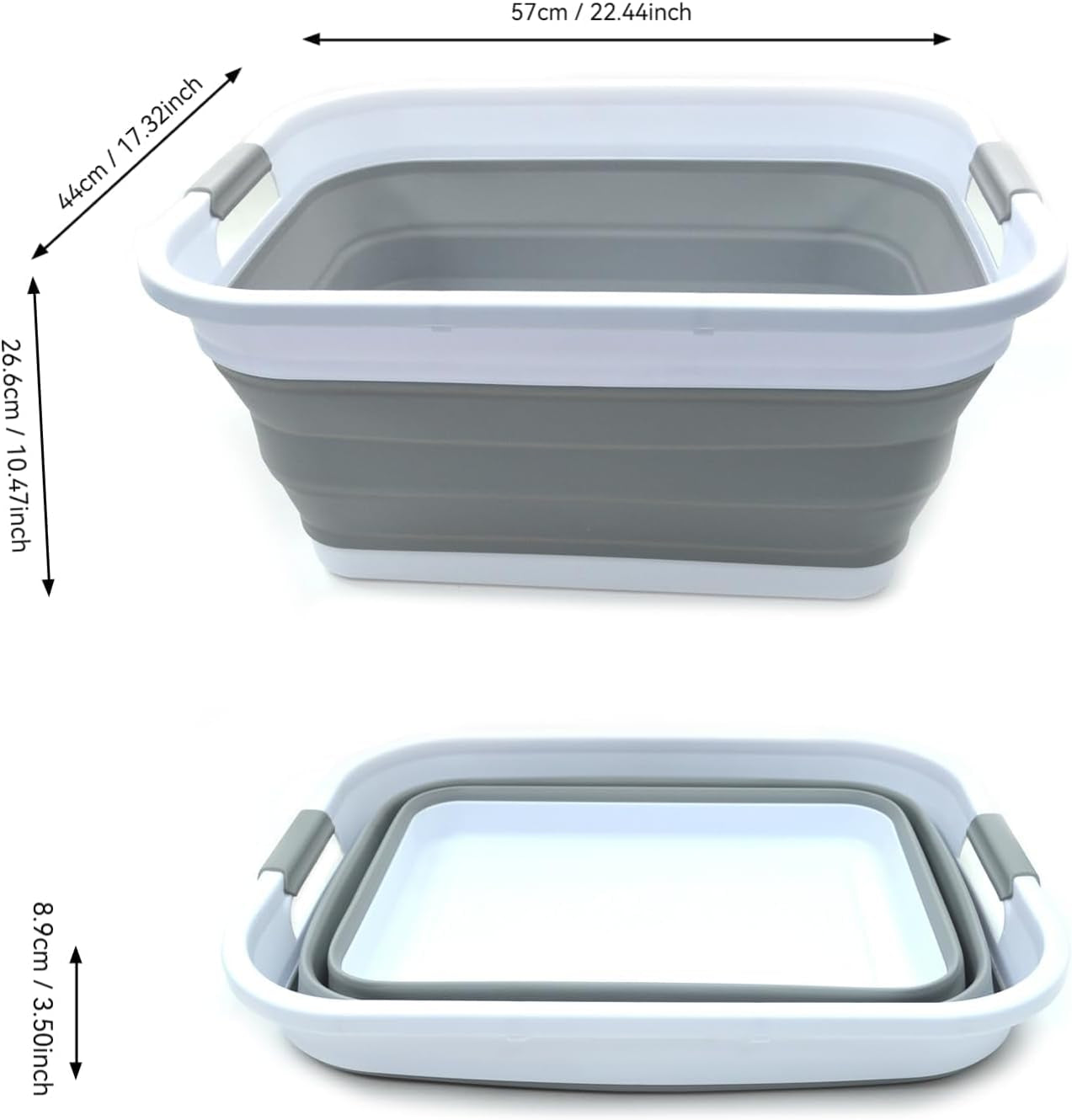 41L Collapsible Plastic Laundry Basket - Foldable Pop up Storage Container/Organizer - Portable Washing Tub - Space Saving Hamper/Basket (Grey)