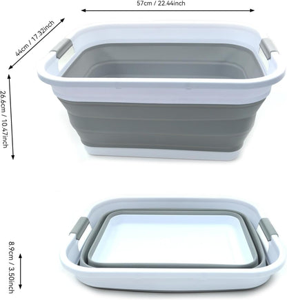 41L Collapsible Plastic Laundry Basket - Foldable Pop up Storage Container/Organizer - Portable Washing Tub - Space Saving Hamper/Basket (Grey)