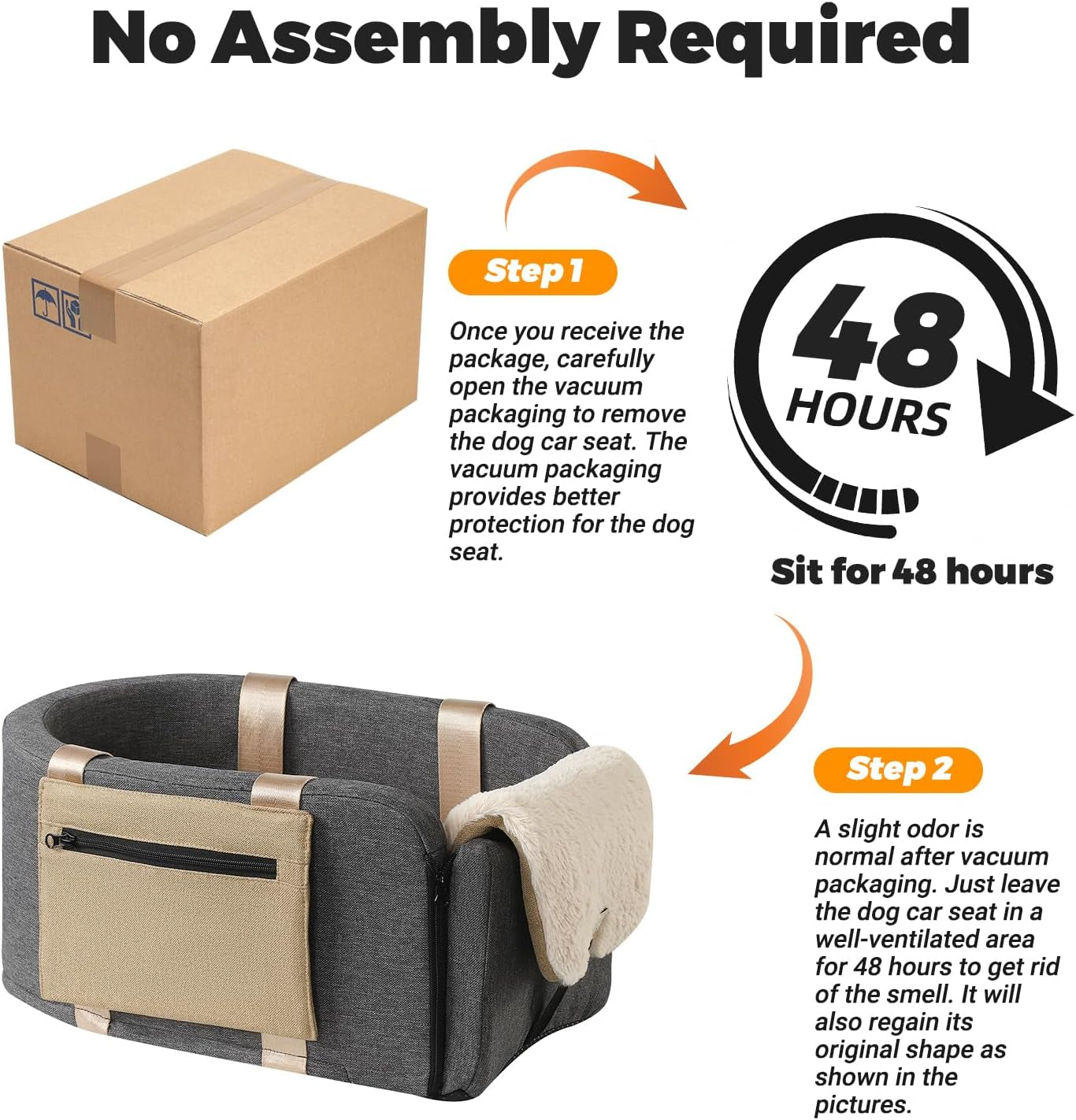 Dog Car Booster Seat - Cat Carrier with Safety Tethers for Dogs & Cats, Easy Carrying Strap, Travel Bags