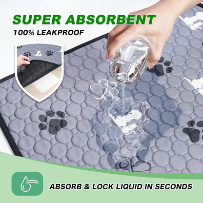 Washable Pee Pads for Dogs, 2 Pack Absorbent Reusable Training Dog Pads Pet Puppy Pads, Non-Slip Potty Pads for Whelping, Playpen, Crate, Bed, Gray, 24"X36"
