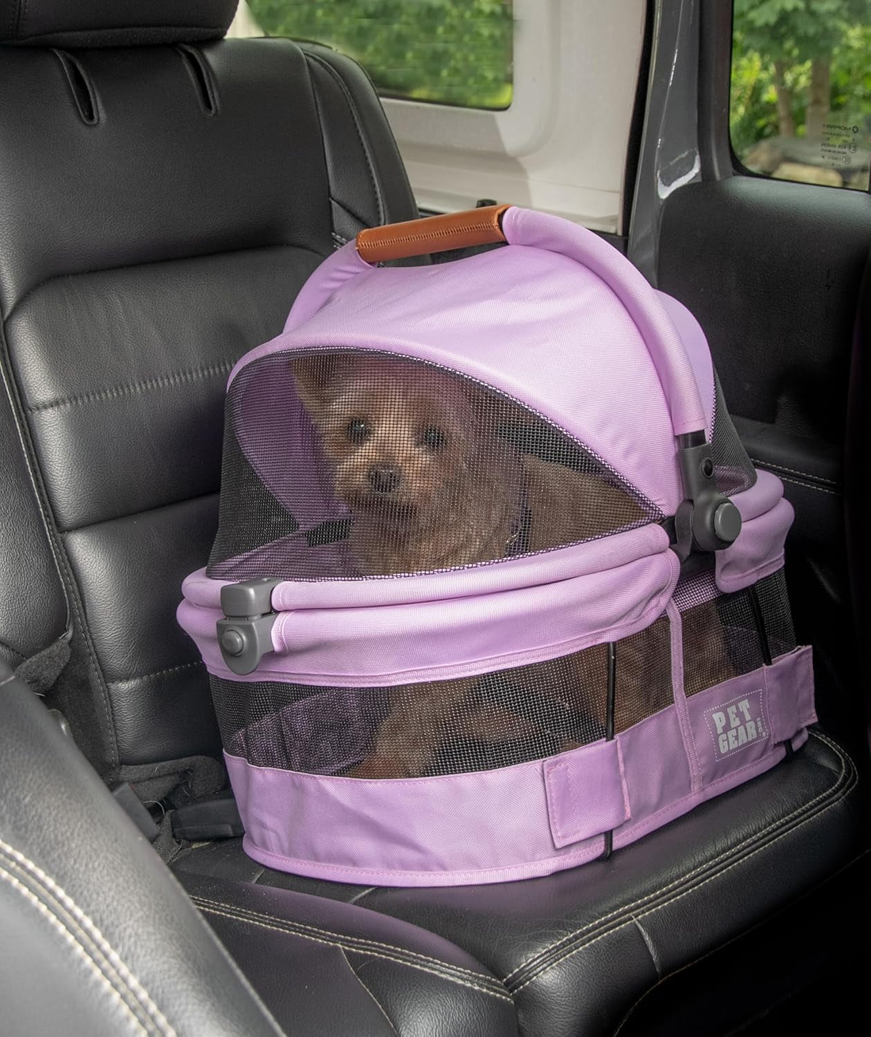 No-Zip View 360 Ultra Lite Pet Safety Carrier and Car Seat for Small Dogs and Cats, Snap-Button Entry, 15 Inches, Bright Purple