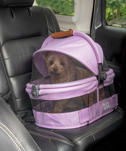 No-Zip View 360 Ultra Lite Pet Safety Carrier and Car Seat for Small Dogs and Cats, Snap-Button Entry, 15 Inches, Bright Purple