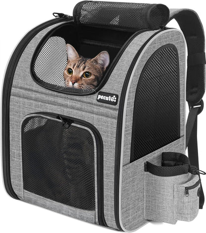 Cat Carrier Dog Backpack, Portable Breathable Rucksack with Front Opening-Mesh Window-Pockets, Airy Space Great for Carrying Puppy Dogs Cats up to 8KG