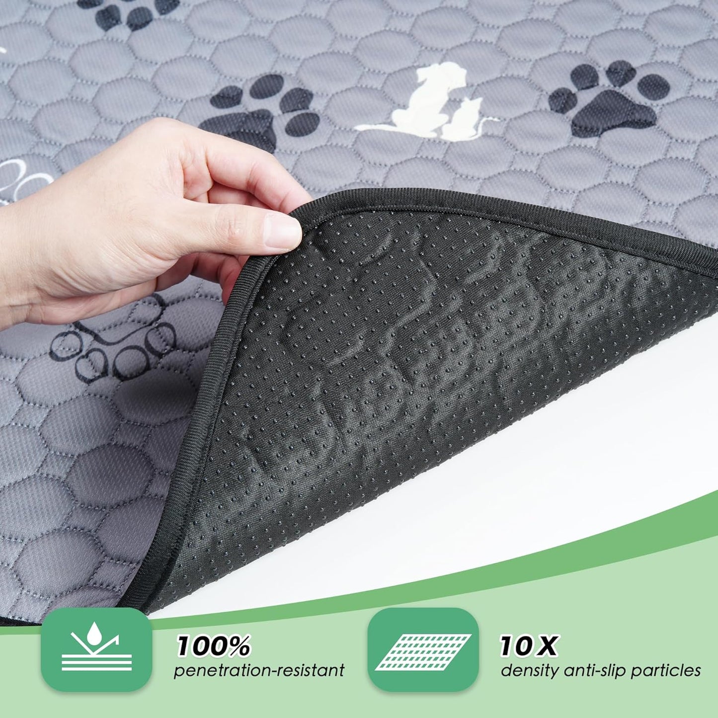Washable Pee Pads for Dogs, 2 Pack Absorbent Reusable Training Dog Pads Pet Puppy Pads, Non-Slip Potty Pads for Whelping, Playpen, Crate, Bed, Gray, 24"X36"