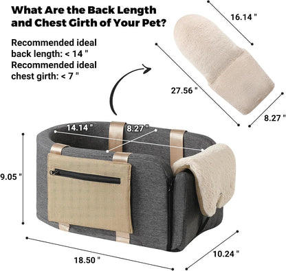 Dog Car Booster Seat - Cat Carrier with Safety Tethers for Dogs & Cats, Easy Carrying Strap, Travel Bags